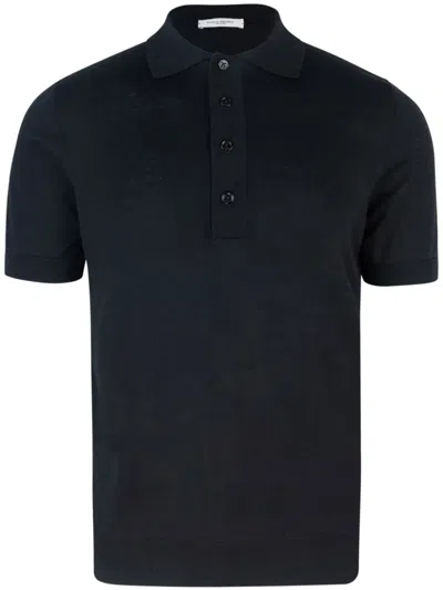Paolo Pecora Fine-knit Polo Shirt In 黑色
