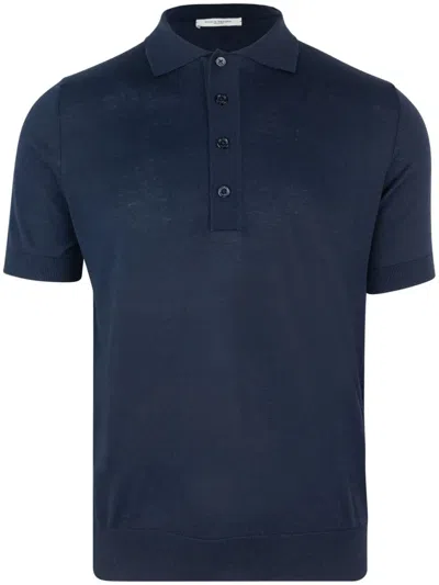 Paolo Pecora Fine-knit Polo Shirt In Blue