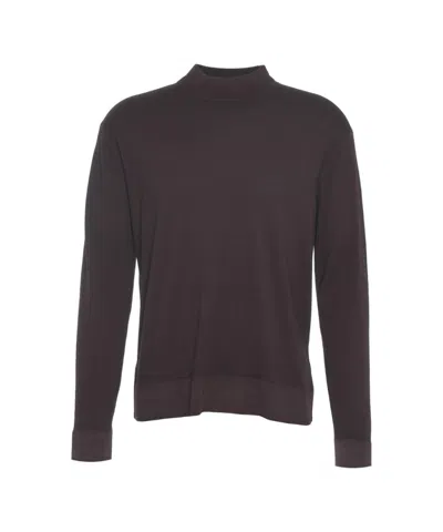 Paolo Pecora Fine Knit Pullover With High Collar In Brown