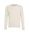 Paolo Pecora Fine Knit Sweater With Classic Crew Neckline In Neutral
