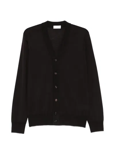 Paolo Pecora Fine-knit Button-up Cardigan In Black