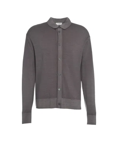 Paolo Pecora Finely Knit Shirt With Classic Collar In Gray