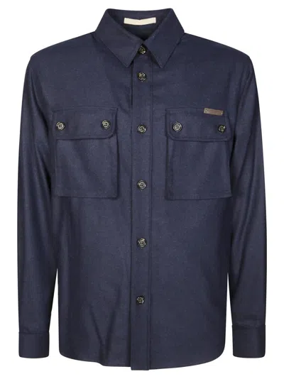 Paolo Pecora Flannel Overshirt In Blue