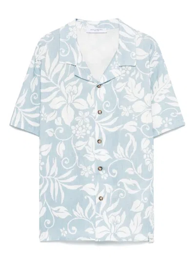 Paolo Pecora Kids' Floral-print Shirt In Blue