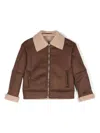 Paolo Pecora Faux Shearling-trim Jacket In Brown