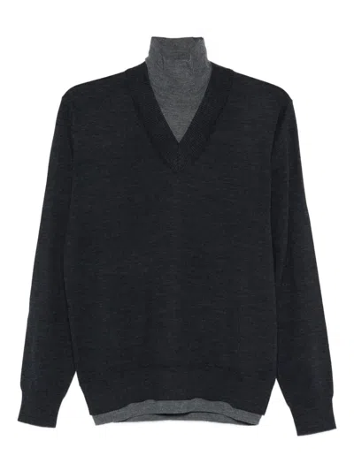 PAOLO PECORA PAOLO PECORA GRAY LAYERED WOOL SWEATER