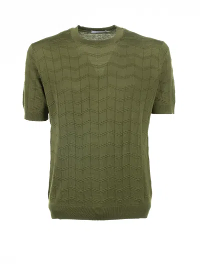 Paolo Pecora Green Cotton And Silk T-shirt