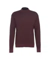 Paolo Pecora High Collar Fine Knit Pullover In Rich Burgundy In Burgundy