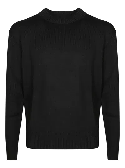Paolo Pecora High Neck Ribbed Knit Sweater In Black