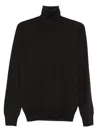 Paolo Pecora High Neck Wool Sweater In Brown