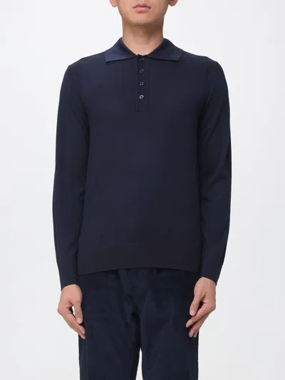 Paolo Pecora High-neck Merino Wool Zip Cardigan With Pockets In Blue