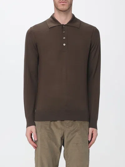 Paolo Pecora High-neck Merino Wool Zip Cardigan With Pockets In Brown