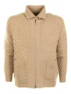 Paolo Pecora Honeycomb Zip-up Cardigan In Brown