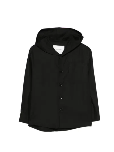 Paolo Pecora Kids' Hooded Buttoned Shirt In Black