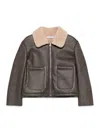 Paolo Pecora Shearling-collar Zip-front Jacket In Brown