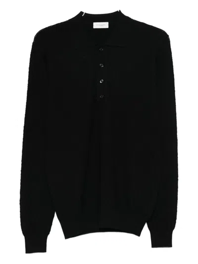 Paolo Pecora Jacquard Polo Shirt In Black
