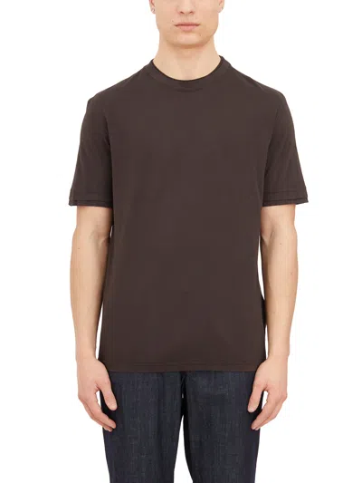 Paolo Pecora Jersey Roundneck T-shirt In Brown