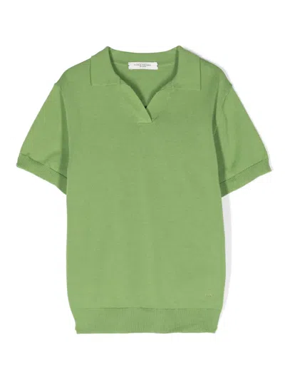 Paolo Pecora Kids' Knitted Cotton Polo Shirt In Green