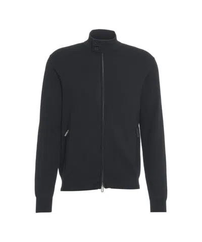 Paolo Pecora Knitted Jacket With High Collar In Black