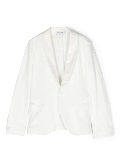 Paolo Pecora Kids' Knitted Single-breasted Blazer In Gesso