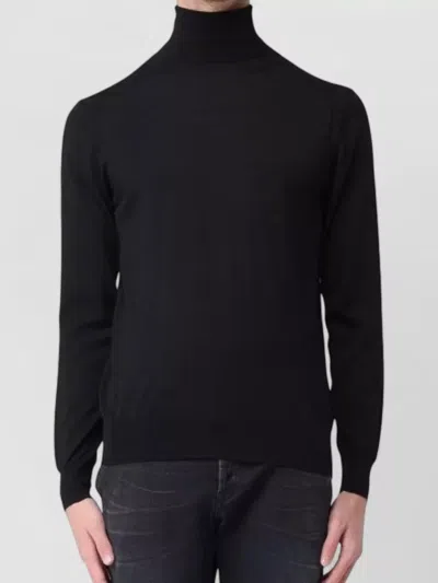 Paolo Pecora Knitwear Turtleneck Long Sleeves Ribbed Cuffs Hem In Black