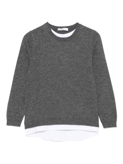 Paolo Pecora Kids' Layered Detail Sweater In Grey