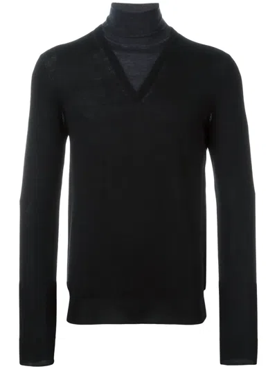 Paolo Pecora Layered Roll Neck Sweater In Black