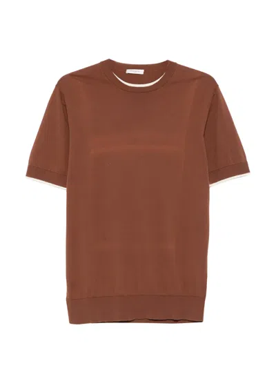 Paolo Pecora Layered-detail Crew-neck T-shirt In Brown