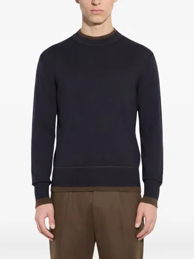 Paolo Pecora Layered-detail Wool Sweater In Blue