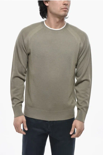 Paolo Pecora Lightweight Virgin Wool Crewneck Sweater In Green