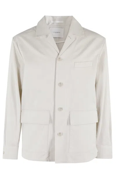 Paolo Pecora Linen-blend Long-sleeve Jacket In Neutrals