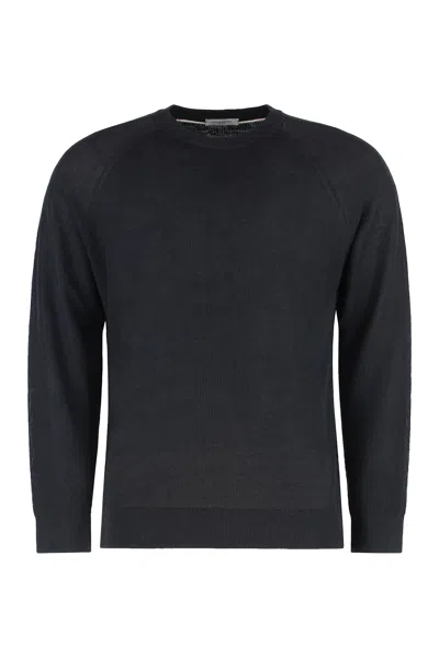 PAOLO PECORA LINEN-COTTON CREW-NECK SWEATER