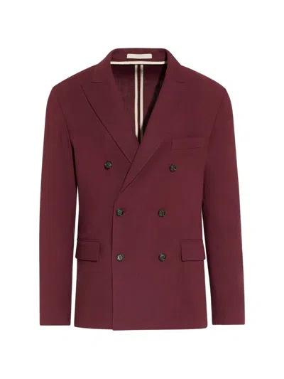 Paolo Pecora Linen Double-breasted Jacket In Multi