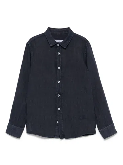 Paolo Pecora Kids' Linen Shirt In 蓝色