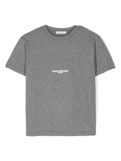 Paolo Pecora Kids' Logo-appliqué T-shirt In Grey