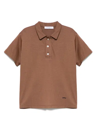 Paolo Pecora Kids' Logo-embroidered Polo Shirt In Brown