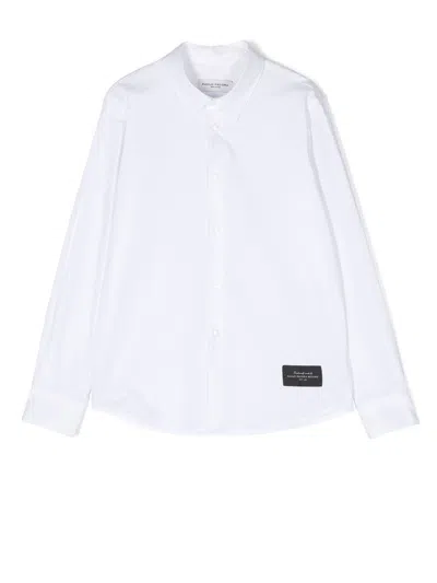 Paolo Pecora Kids' Logo-patch Button-up Shirt In White