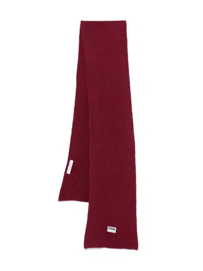 Paolo Pecora Kids' Logo-patch Ribbed Scarf In Burgundy