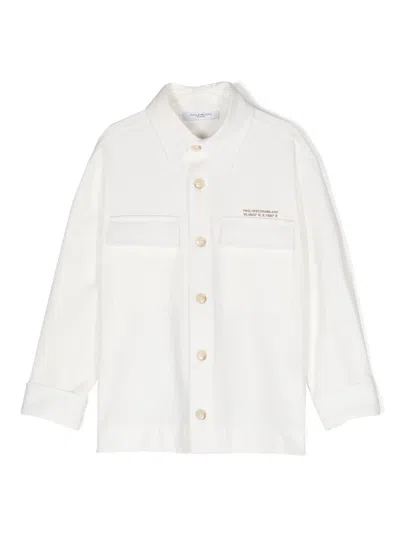 Paolo Pecora Kids' Logo-print Shirt Jacket In White
