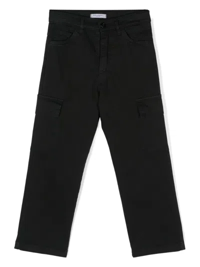 Paolo Pecora Kids' Logo-tag Cargo Pants In Black