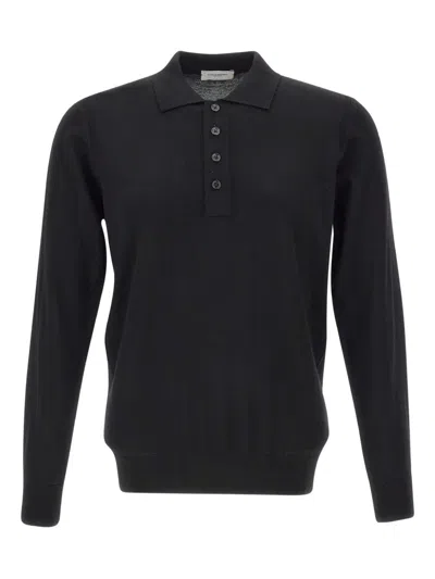 Paolo Pecora Long-sleeve Button Polo Shirt In Black