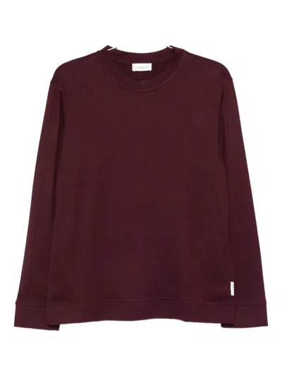 Paolo Pecora Long-sleeve Crew-neck T-shirt In Burgundy