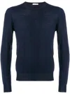 Paolo Pecora Long-sleeved Crew Neck Sweater In Blue