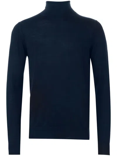 Paolo Pecora Long-sleeved Crew Neck Sweater In Blue