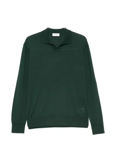 Paolo Pecora Long-sleeved Wool Polo Shirt In Multi