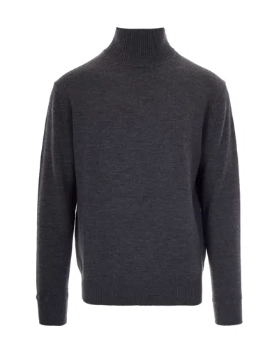 Paolo Pecora Fine Grey Virgin Wool High Neck Sweater In Gray