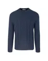 PAOLO PECORA BLUE WOVEN CREWNECK SWEATER