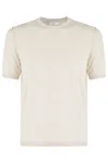Paolo Pecora Short-sleeved Crew-neck Knit Top With Design In Panna