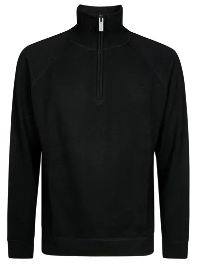 Paolo Pecora Maglia Mezza Zip Half Sweater In Black