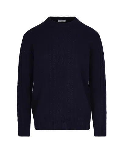 Paolo Pecora Cable-knit Crew-neck Sweater In Blue